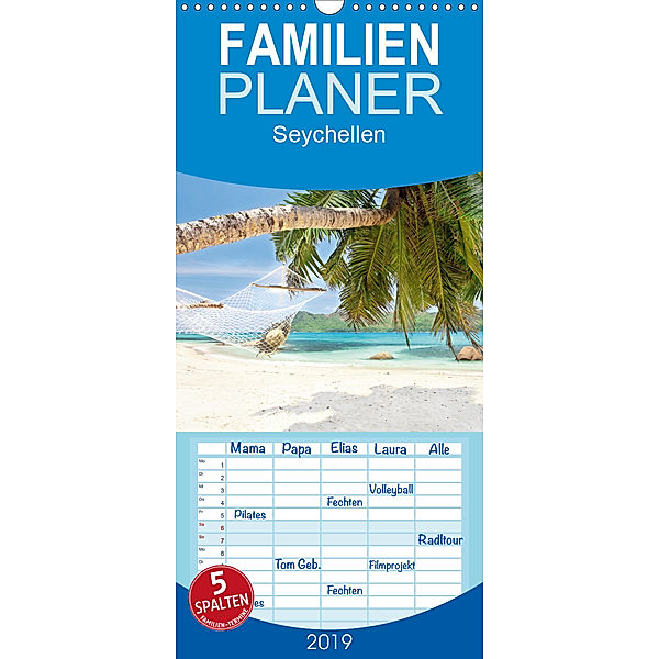 Seychellen - Familienplaner hoch (Wandkalender 2019 , 21 cm x 45 cm, hoch), Jenny Sturm