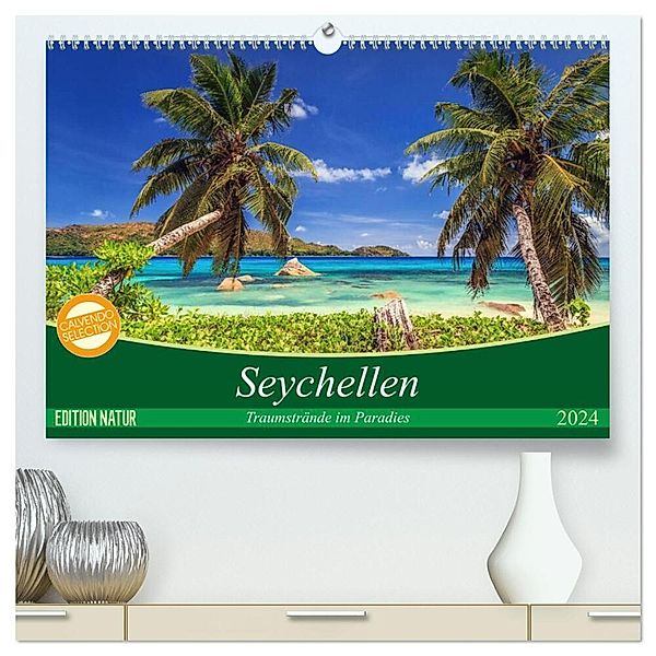 Seychellen - Traumstrände im Paradies (hochwertiger Premium Wandkalender 2024 DIN A2 quer), Kunstdruck in Hochglanz, Patrick Rosyk