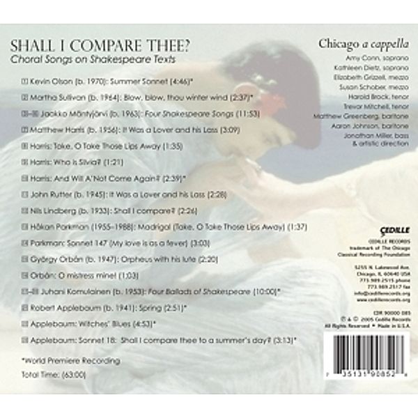 Shall I Compare Thee?, Chicago a cappella