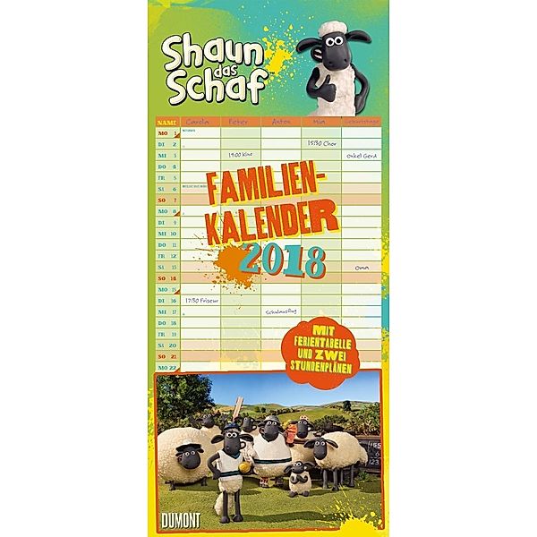Shaun das Schaf Familienkalender 2018