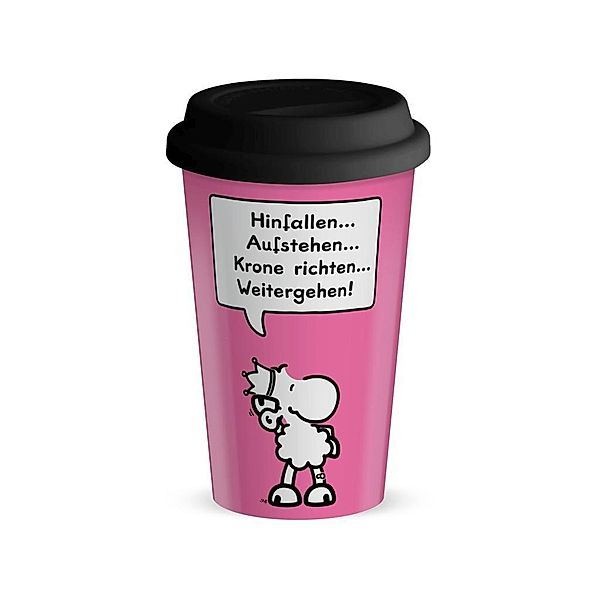 sheepworld Becher to go Hinfallen... Aufstehen... Krone ric