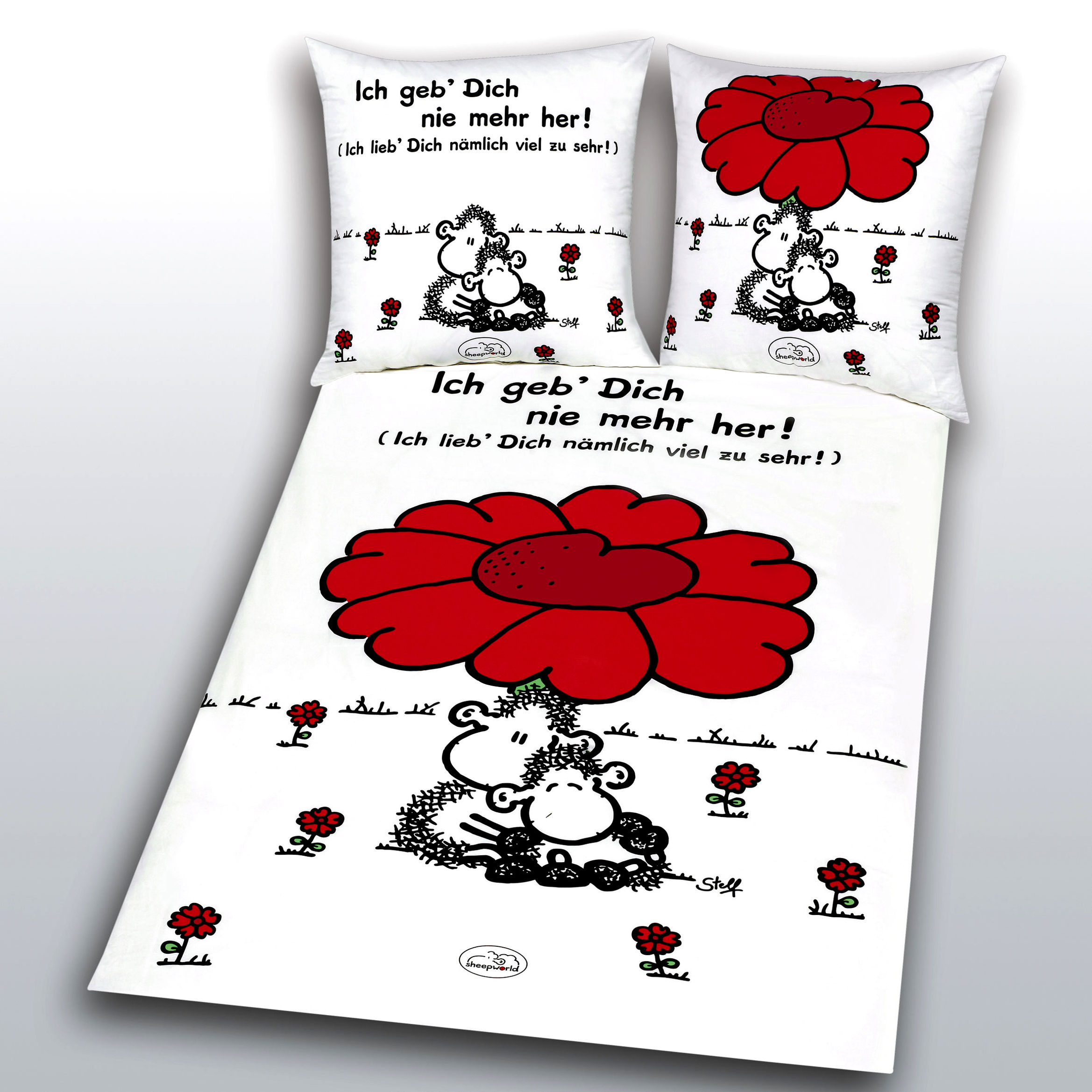 Sheepworld Bettwäsche rote Blume Größe: 135 x 200 | Weltbild.at