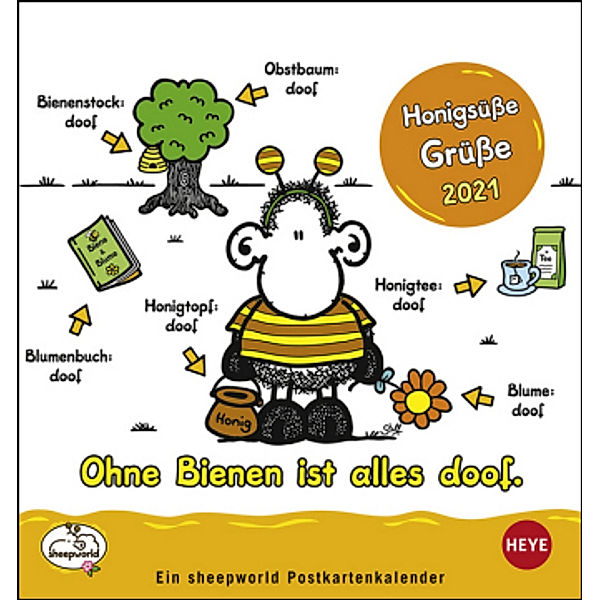 sheepworld Postkartenkalender 2021, Honigsüsse Grüsse