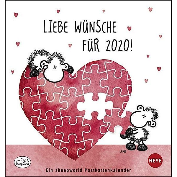 sheepworld Postkartenkalender, Liebe Wünsche für 2020