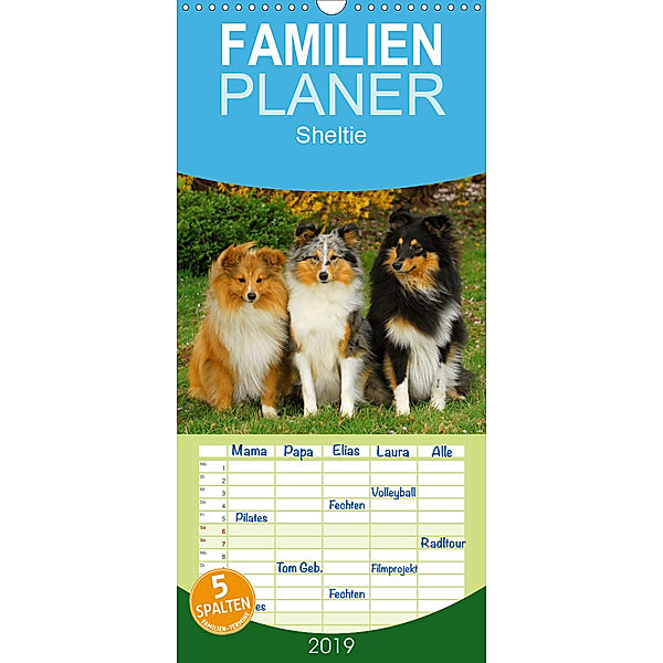 Sheltie 2019 - Familienplaner hoch (Wandkalender 2019 , 21 cm x 45 cm, hoch), Sigrid Starick