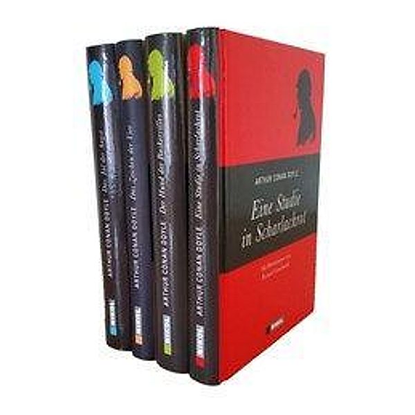 Sherlock Holmes, Eine Studie in Scharlachrot, Der Hund der Baskervilles - Das Zeichen der Vier - Das Tal der Angst, 4 Bd, Arthur Conan Doyle