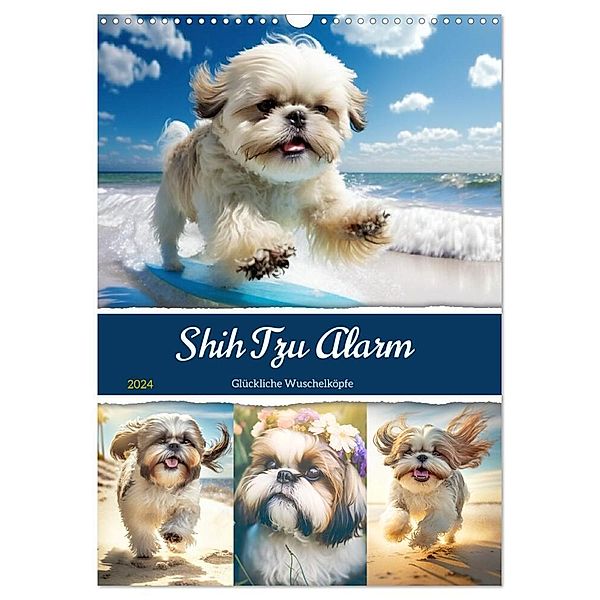 Shih Tzu Alarm. Glückliche Wuschelköpfe (Wandkalender 2024 DIN A3 hoch), CALVENDO Monatskalender, Rose Hurley