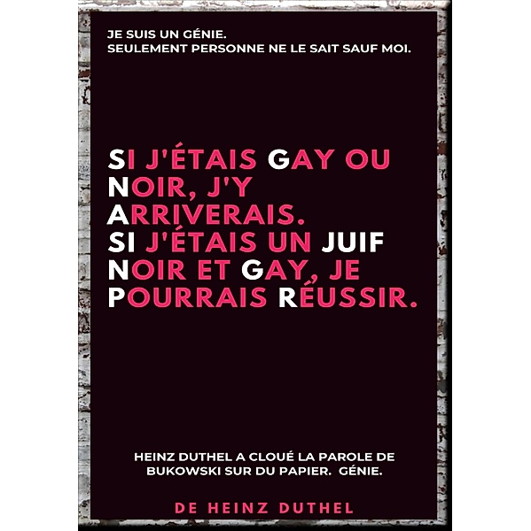 SI J'ÉTAIS GAY OU NOIR, J'Y ARRIVERAIS., Heinz Duthel
