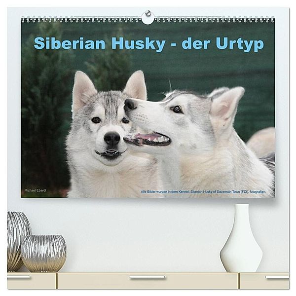 Siberian Husky - der Urtyp (hochwertiger Premium Wandkalender 2024 DIN A2 quer), Kunstdruck in Hochglanz, Michael Ebardt