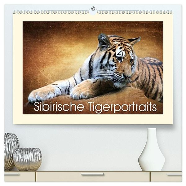 Sibirische Tigerportraits (hochwertiger Premium Wandkalender 2024 DIN A2 quer), Kunstdruck in Hochglanz, Heike Hultsch