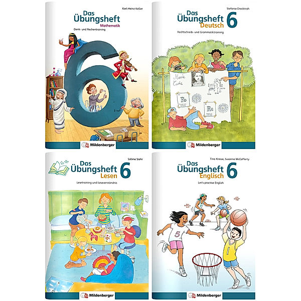 Sicher ins 7. Schuljahr - Paket: Rechnen - Schreiben - Lesen - Grammatik - Englisch · Klasse 6, 4 Teile