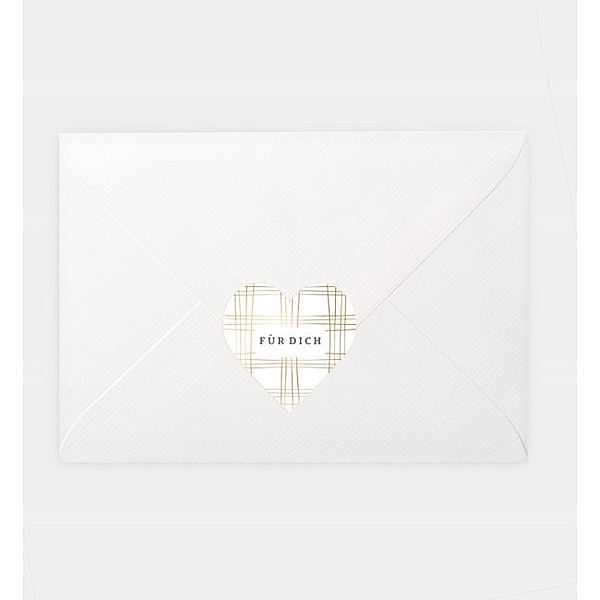 Siegelsticker Golden check, Herz-Siegelaufkleber (46 x 45mm)