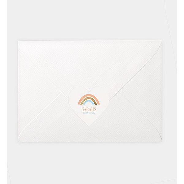 Siegelsticker Regenbogen, Herz-Siegelaufkleber (46 x 45mm)