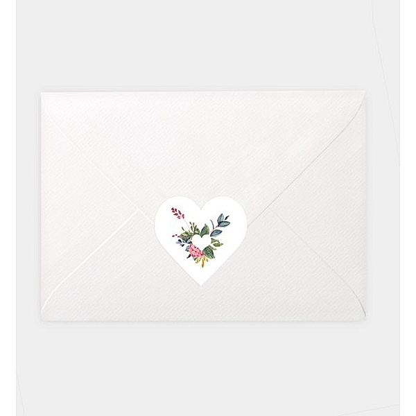 Siegelsticker Vivid Florals, Herz-Siegelaufkleber (46 x 45mm)