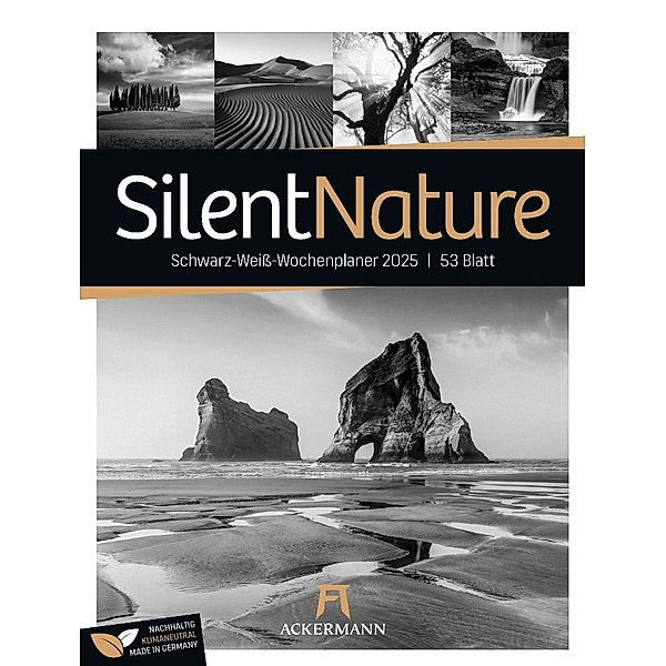Silent Nature - Schwarz-Weiß-Wochenplaner Kalender 2025, Ackermann Kunstverlag
