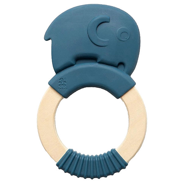 Sebra Silikon-Beißring ELEFANT in nordic blue