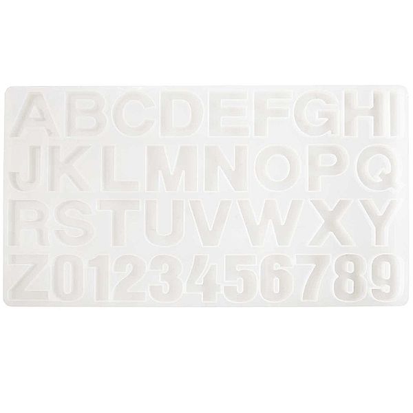 Silikon Gießform Alphabet, je 4 cm Höhe / Außenmaß Silikonform 35,7 x 19,2 x 0,9 cm