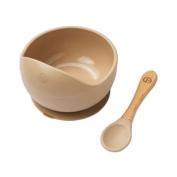Elodie Details Silikon-Schale HUNGRY 2-teilig in pure khaki