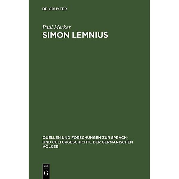 Simon Lemnius / Quellen und Forschungen zur Sprach- und Culturgeschichte der germanischen Völker Bd.104, Paul Merker