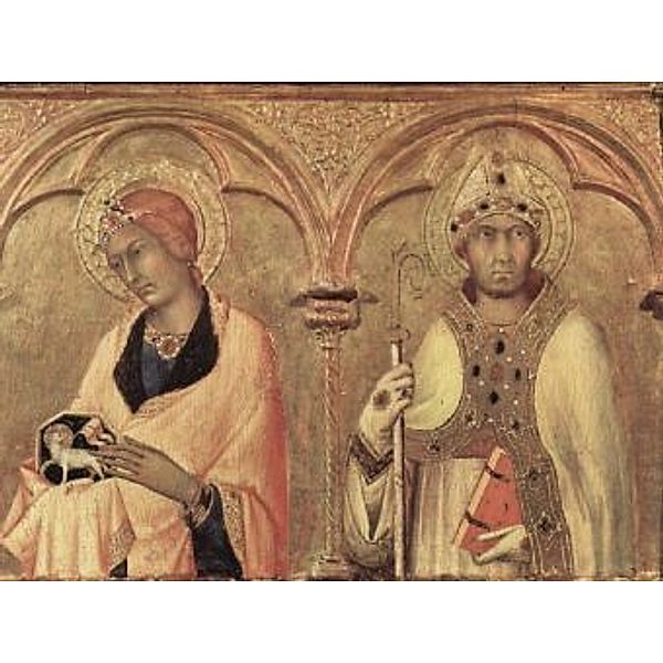 Simone Martini - Altarretabel von Pisa, dritte Predellatafel von rechts: Hl. Agnes und Hl. Ambrosius - 100 Teile (Puzzle