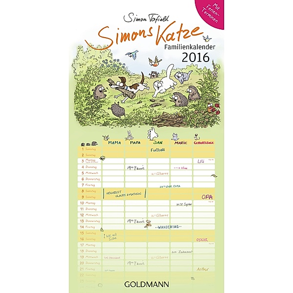 Simons Katze Familienkalender 2016, Simon Tofield