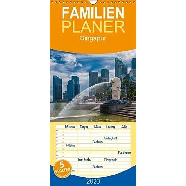 Singapur - Familienplaner hoch (Wandkalender 2020 , 21 cm x 45 cm, hoch), Dieter Gödecke