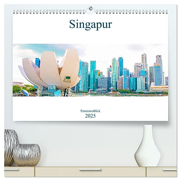 Singapur - Panoramablick (hochwertiger Premium Wandkalender 2025 DIN A2 quer), Kunstdruck in Hochglanz, Calvendo, Nina Schwarze