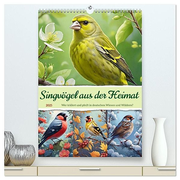 Singvögel aus der Heimat (hochwertiger Premium Wandkalender 2025 DIN A2 hoch), Kunstdruck in Hochglanz, Calvendo, Steffani Lehmann