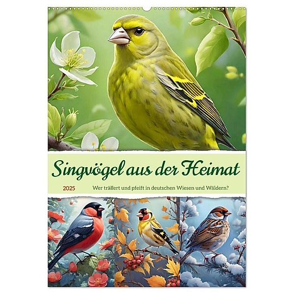 Singvögel aus der Heimat (Wandkalender 2025 DIN A2 hoch), CALVENDO Monatskalender, Calvendo, Steffani Lehmann