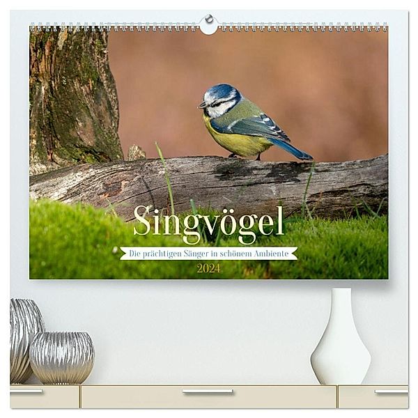 SINGVÖGEL - Die prächtigen Sänger in schönem Ambiente. (hochwertiger Premium Wandkalender 2024 DIN A2 quer), Kunstdruck in Hochglanz, Arne Wünsche