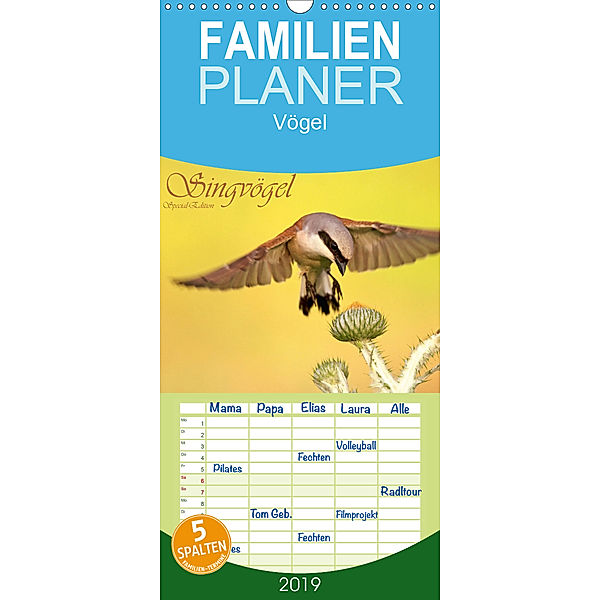 Singvögel - Familienplaner hoch (Wandkalender 2019 , 21 cm x 45 cm, hoch), Wolfgang Brandmeier