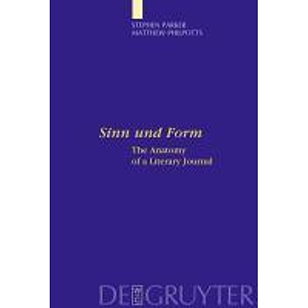Sinn und Form / Interdisciplinary German Cultural Studies Bd.6, Stephen Parker, Matthew Philpotts