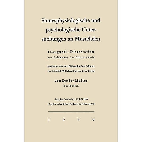 Sinnesphysiologische und psychologische Untersuchungen an Musteliden, Detlev Müller-Using