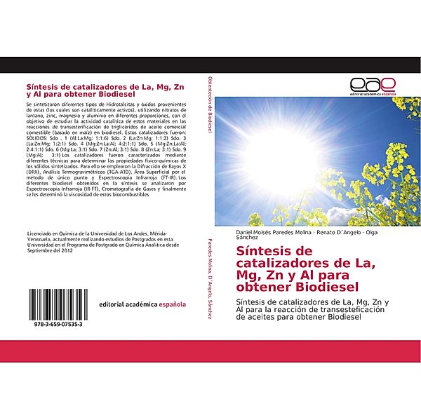 Síntesis de catalizadores de La, Mg, Zn y Al para obtener Biodiesel, Daniel Moisés Paredes Molina, Renato D´Angelo, Olga Sánchez