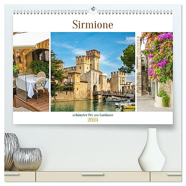 Sirmione - schönster Ort am Gardasee (hochwertiger Premium Wandkalender 2024 DIN A2 quer), Kunstdruck in Hochglanz, Calvendo, Nina Schwarze