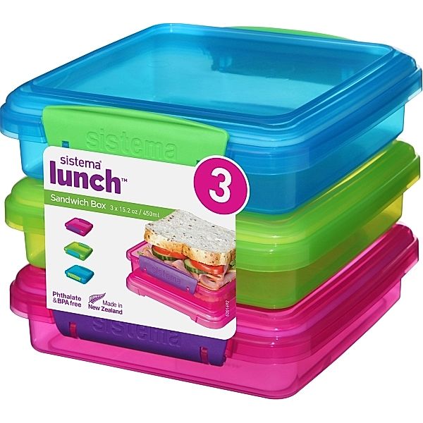 Sistema Sandwich-Box, 3er-Set, pink+grün+blau