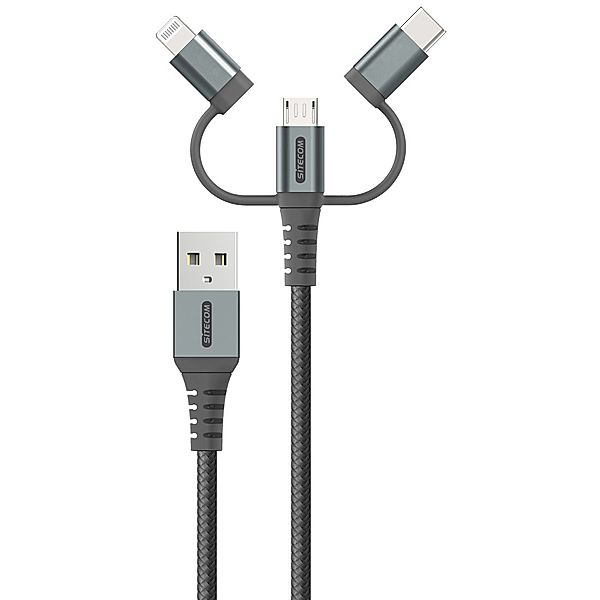 Sitecom 3in1-Kabel CA-042, USB-A - USB-C/Lightning/Micro-USB, MFi, 2 m