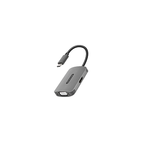 Sitecom Adapter CN-373, USB-C 3.1-Stecker auf HDMI™- und VGA-Buchse, Schwarz