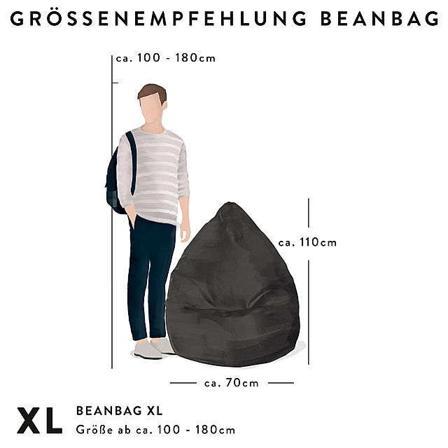 Sitzsack Beanbag Fluffy XL Farbe: schwarz bestellen | Weltbild.ch