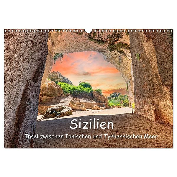 Sizilien - Insel zwischen Ionischen und Tyrhennischen Meer (Wandkalender 2024 DIN A3 quer), CALVENDO Monatskalender, Ulrich Männel