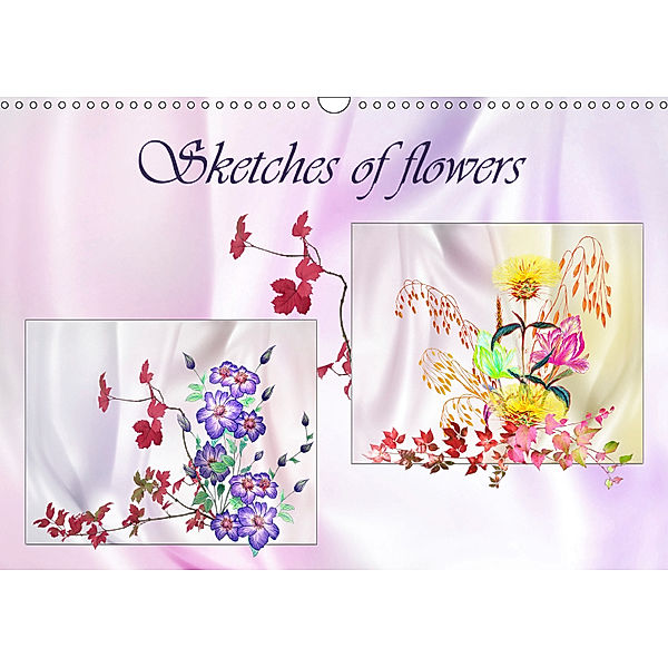 Sketches of flowers (Wall Calendar 2019 DIN A3 Landscape), Dusanka Djeric