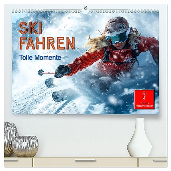 Skifahren - tolle Momente (hochwertiger Premium Wandkalender 2025 DIN A2 quer), Kunstdruck in Hochglanz, Calvendo, Peter Roder