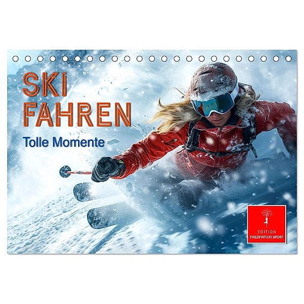 Skifahren - tolle Momente (Tischkalender 2025 DIN A5 quer), CALVENDO Monatskalender, Calvendo, Peter Roder