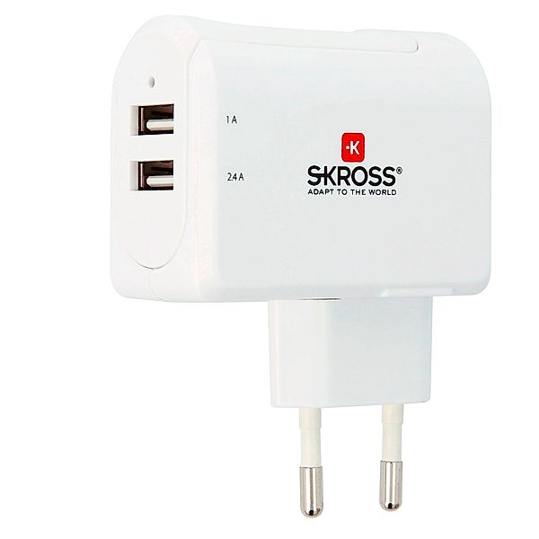 SKROSS Reisestecker EU USB Charger 2 Port (3.4A), Weiss
