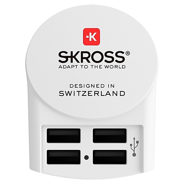 SKROSS Reisestecker Euro USB Charger - 4x USB-A, Weiß
