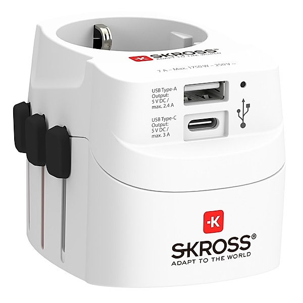 SKROSS Reisestecker PRO Light USB (A/C), Weiss