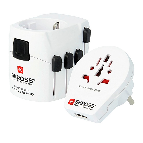 SKROSS Reisestecker PRO World & USB (6.3A), Weiß