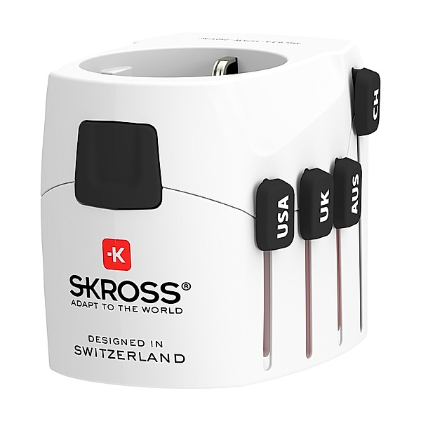 SKROSS Reisestecker PRO World & USB (7A), Weiss