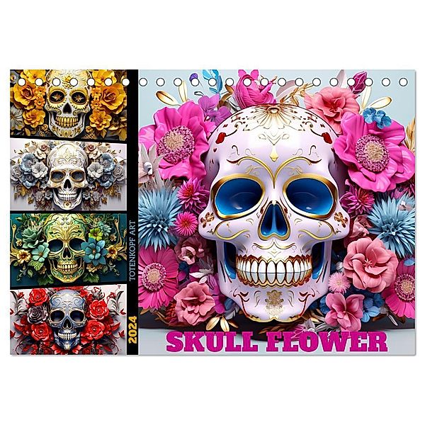 Skull Flower - Totenkopf ART (Tischkalender 2024 DIN A5 quer), CALVENDO Monatskalender, Dirk Meutzner