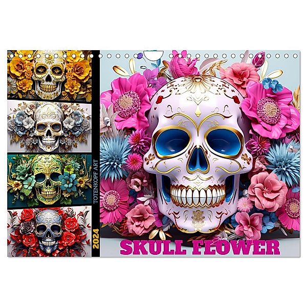 Skull Flower - Totenkopf ART (Wandkalender 2024 DIN A4 quer), CALVENDO Monatskalender, Dirk Meutzner